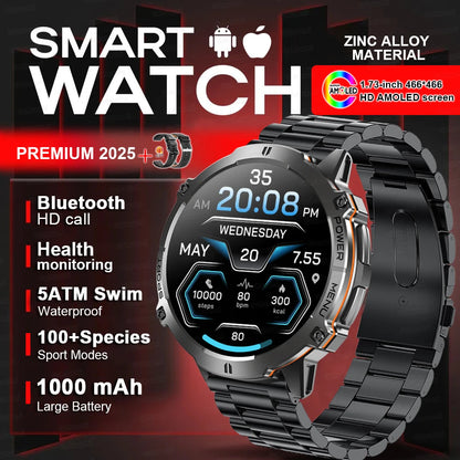 2025 New Military T-Rex 3 Bluetooth Call Smart Watch GPS Compass Barometric Altimeter 10ATM Waterproof Sports Smartwatches Men