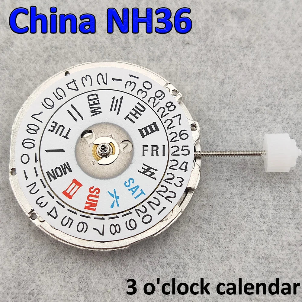 China NH36 Movement Can Replace Japanese NH36 Movement At 3 o'clock White Double Date High Accuracy Automatic Mechanical NH36A
