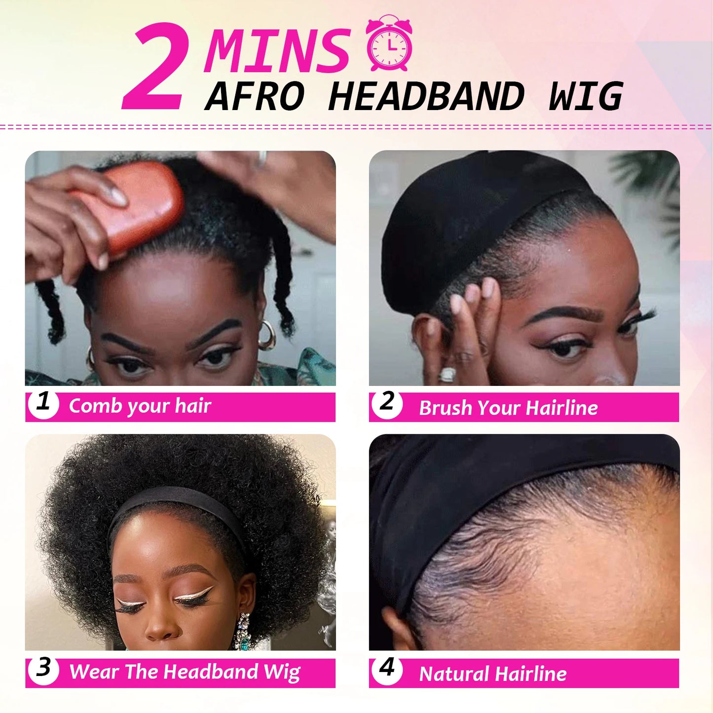 Tereshar Synthetic Short  Afro Puff Headband Wigs for Black Women 8inch Afro Puff Hair Kinky Curly Wigs for Daily Party Use