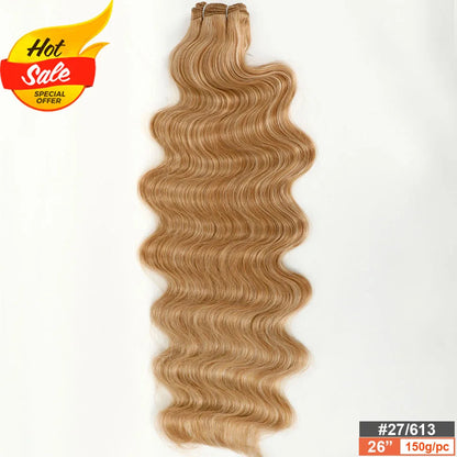 Magicae Blond 27/613 White60# 30Inches 200g High Temperature Synthetic Hair Extension Long Body Wave Hair Weave Bundle Highlight