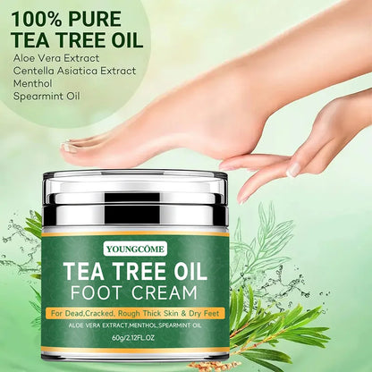 Foot moisturizer with aloe vera and tea tree oil to deeply nourish the skin, for dry and rough skin, daily hand and foot care