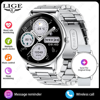 LIGE 2025 Bluetooth Call Full Touch HD Thin Screen Smart Watch Women IP68 Waterproof Watch Sport Fitness Tracker Smartwatch Men