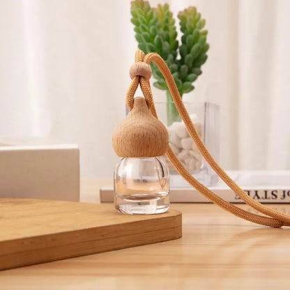 1Pcs Refillable Car Essential Oil Diffuser Bottle Empty Car Air Freshener Pendant Perfume Glass Bottle With Wooden Caps