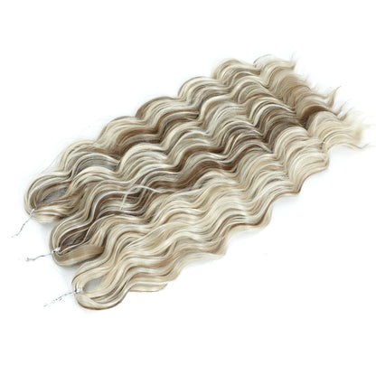 Anna 3Pcs Crochet Braids Ombre Rainbow Loose Water Wave 24Inch 300G Braiding Sliver White Synthetic Hair Extension Body Wavy