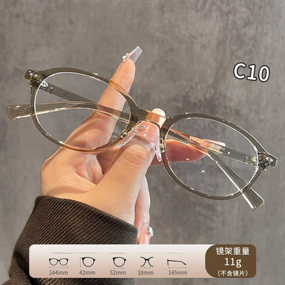 JAEVAR Retro Oval Glasses Frame Ultra Light Oval Women's Glasses Frame TR90 Anti Blue Light Optical Prescription Frame 8171