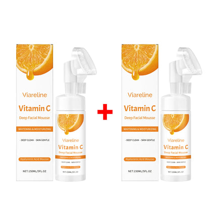 Vitamin C Facial Cleanser Deep Cleansing Oil Control Reduce Blackhead Remove Pore Clogging Moisturize Firm Face Cleansing Mousse