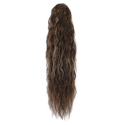 Magicae Long Synthetic Water wave Ponytail Heat resistant Hairpiece Drawstring Hair Clip Ombre Brown Blonde Hair Extensions Pony