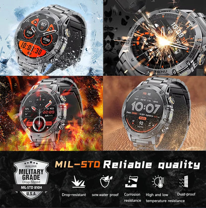 2025 New Outdoor Sports Military 1000mAh Battery Smart Watch Men GPS NFC 5ATM Waterproof Swim AMOLED Bluetooth Call Smartwatch