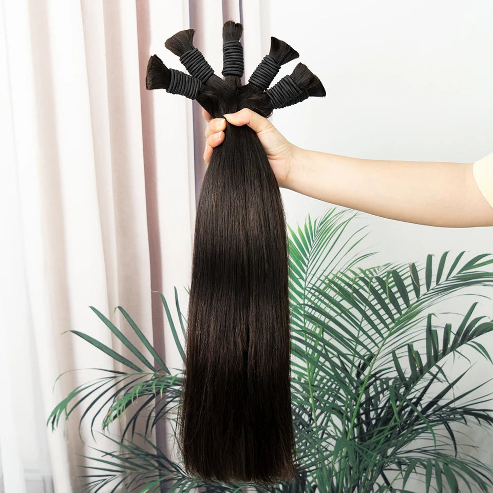 100% Real Virgin Human Hair Bulk Good Quality Natural Hair Bundle 10A Weaving For Braiding Unprocessed No Weft 1B Straight Hair