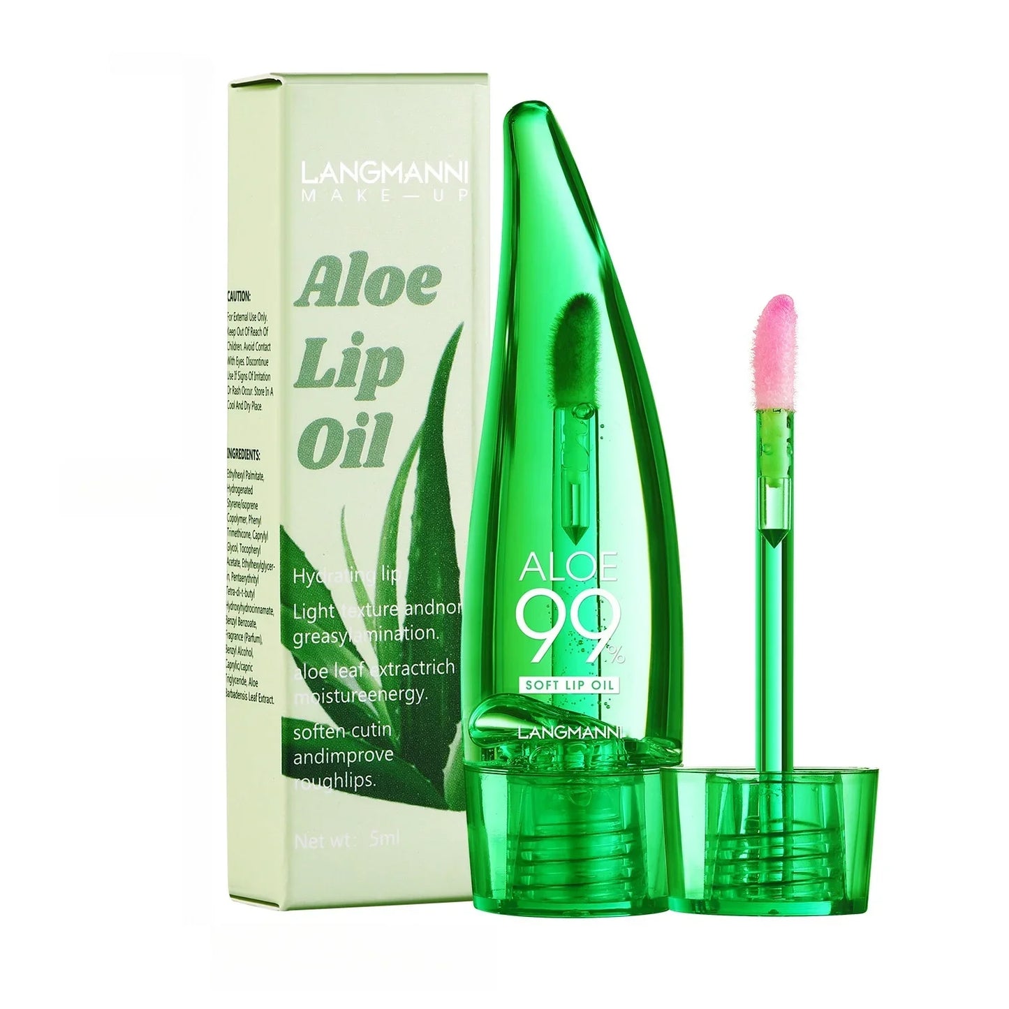 Langmannni Color Changing Lip Glaze Moisturizing Aloe Vera Lip Gloss Strawberry Long Lasting Moisture Lip Oil for Lip Care