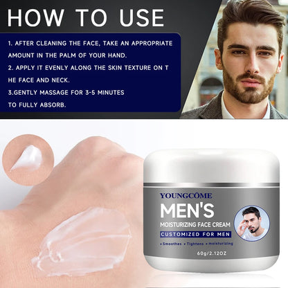 Men's Moisturizing Collagen cream with retinol and vitamins, refreshing and hydrating, improves skin elasticity, day and night