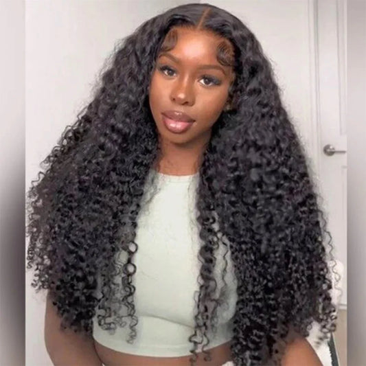 Deep Curly 13x6 HD Transparent Lace Front Human Hair Wigs 34inch PrePlucked Brazilian Deep Wave 13x4 Lace Frontal Wig For Women
