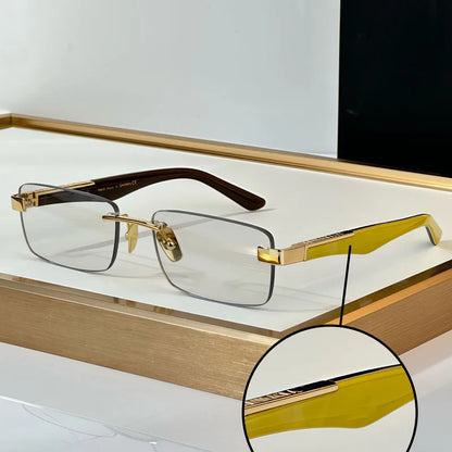 THE ARTIST III Designer Rimless Sunglasses Rectangle Men Alloy Acetate Germany Brand Trendy Classical High Quality Women UV400