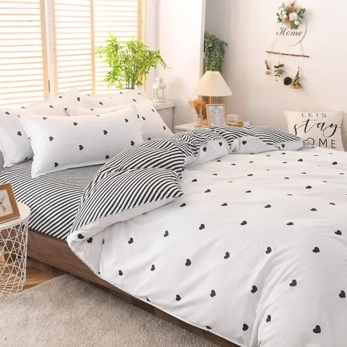 New Comfortable Soft Skin-friendly Cotton Aloe Vera Cotton Four-piece Set Active Cotton Bedding Sheet Quilt Cover