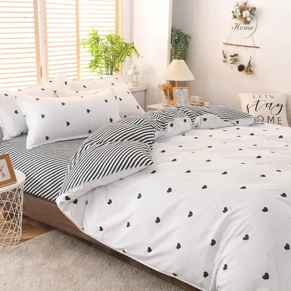 New Comfortable Soft Skin-friendly Cotton Aloe Vera Cotton Four-piece Set Active Cotton Bedding Sheet Quilt Cover
