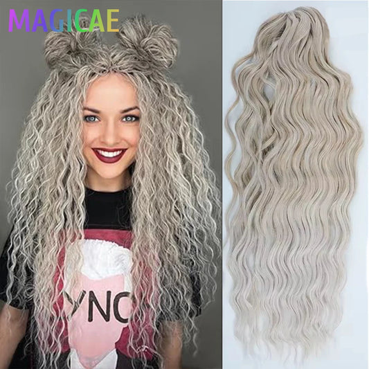 Anna 24Inches 3Pcs 300grams Body Wave Crochet Braids Sliver White Ombre Rainbow Hair Extensions Water Colored Blond 613 Braiding