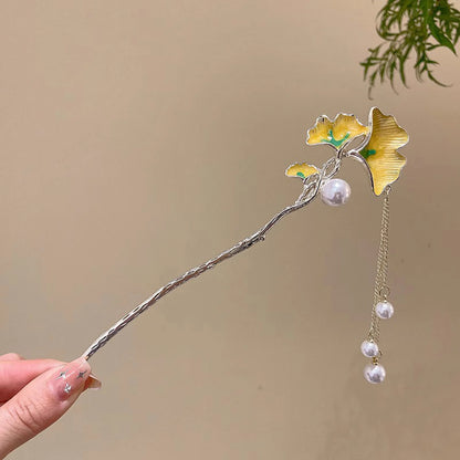 Light Luxury Flower Hairpin For Women Chinese Style Floral Butterfly Tassel Hair Stick Elegant Metal Jewelry Hairpin Hair Clips