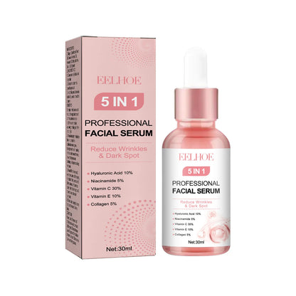 EELHOE 5 in 1 Face Serum Anti-Wrinkle Collagen Boost Fade Dark Spots Remover Whiten Skin Moisturizing Face Pore Shrinking Serum