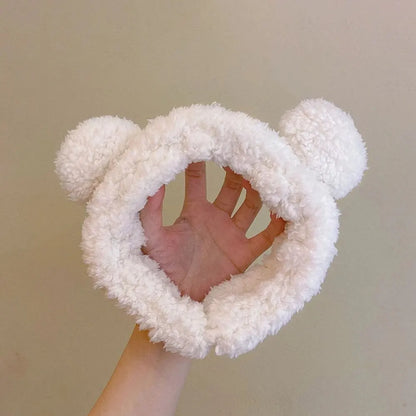 Cute Bear Hair Band Women's Face Wash Facial Mask Makeup Headwear Plush Hair Band Anti Slip Hair Band Hair Hccessories