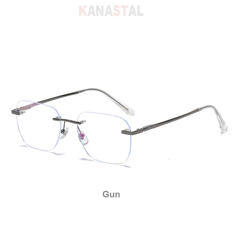 Men Rimless Prescription Glasses Reading Myopia Optical Lenses Eyewear Women Blue Light Blocking Titanium Metal Eyeglasses Frame