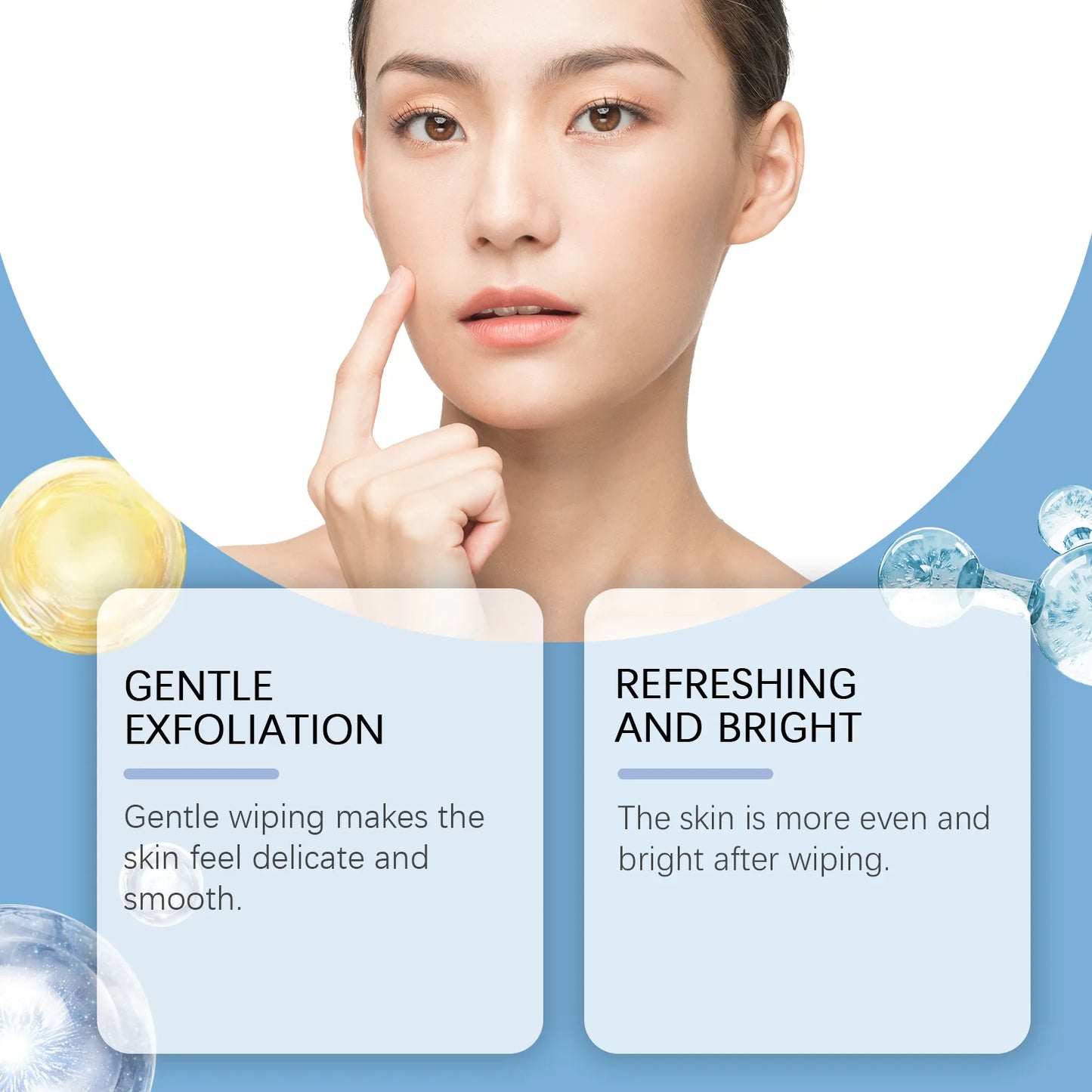 Hoygi Salicylic Acid Exfoliating Pads for Face 70pcs Gentle Skin Brightening Toner Wipes with Glycolic Acid for Smooth Texture