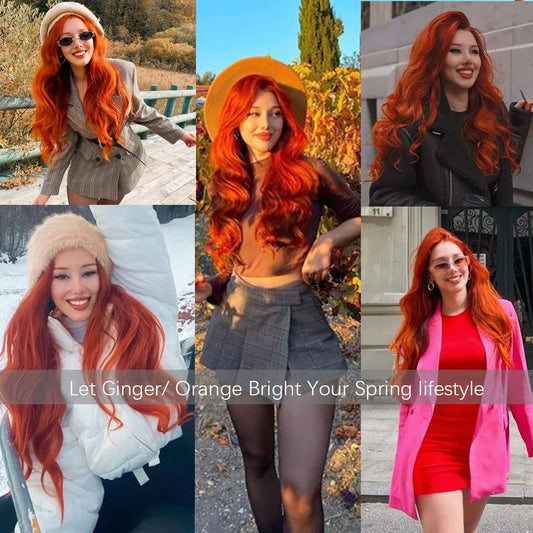 Magicae 30Inches 200G Copper Ginger Orange Body Wavy Blond 613# Sliver White Synthetic Hair Extensions For Women Hair Bundles
