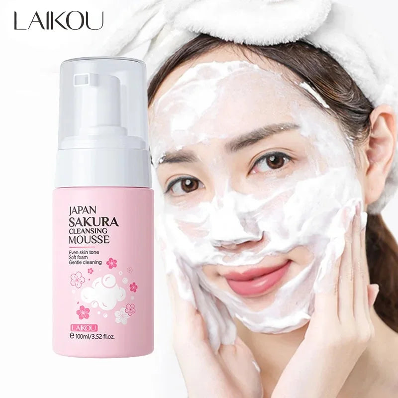 LAIKOU Cherry Blossom Women Facial Cleanser  Face Korean Skin Care Products Original Products 100ml