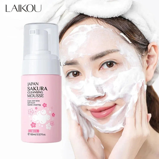 LAIKOU Cherry Blossom Women Facial Cleanser  Face Korean Skin Care Products Original Products 100ml