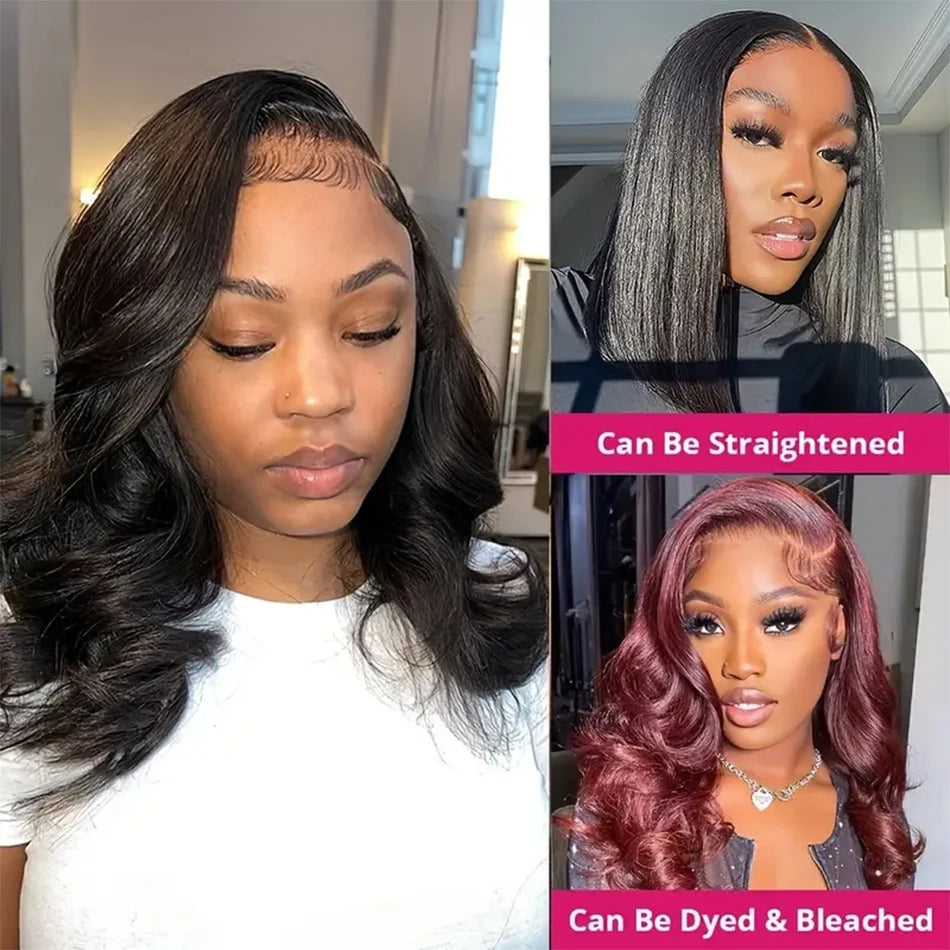 Glueless Brazilian Body Wave Lace Front Wigs 13x4 Transparent Lace Frontal Human Hair Wigs For Women Short Bob Wigs Pre Plucked