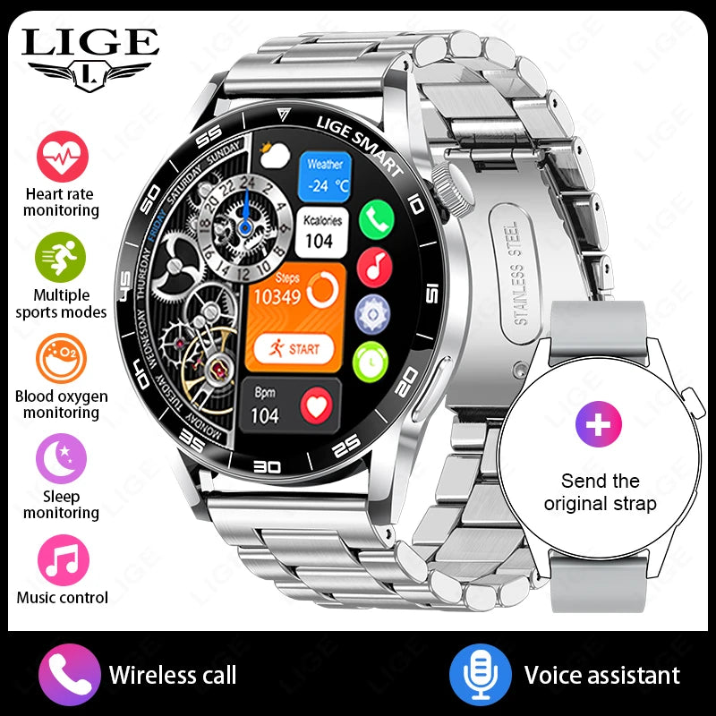 LIGE 2025 Voice Calling Smart Watch Men 1.38" HD IP68 Waterproof Sports Fitness Watches New Man Women Smartwatch For Android iOS