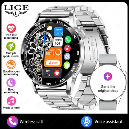 LIGE 2025 Voice Calling Smart Watch Men 1.38" HD IP68 Waterproof Sports Fitness Watches New Man Women Smartwatch For Android iOS
