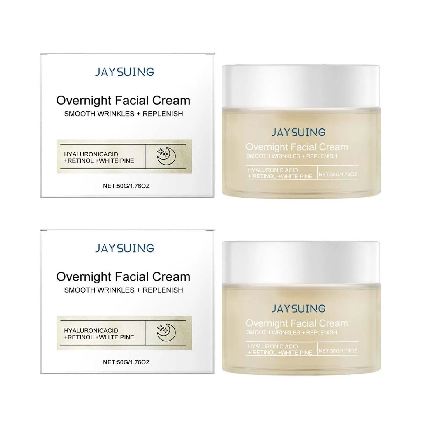 Pine Hydrating Face Night Cream Hyaluronic Acid Retinol Moisturizer Skincare Brightening Restore Tighten Overnight Facial Cream
