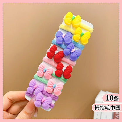 10Pcs/Set Fashion Cute Children's Rubber Band Girl's Hair Ties High Elastic Durable Hair Accessories Do Not Hurt Hair Scrunchie