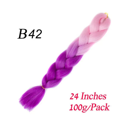 Synthetic Jumbo Braiding Hair Extension 24 " Heat Resistant Fiber In Bulk Ombre Synthetic Jumbo Braids Hair For Red Black Women