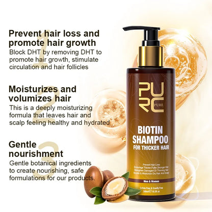 PURC Fast Biotin Hair Growth Oil Shampoo Conditioner Sets Anti Hair Loss Treatment for Men Women Thinning Hair Regrowth Care