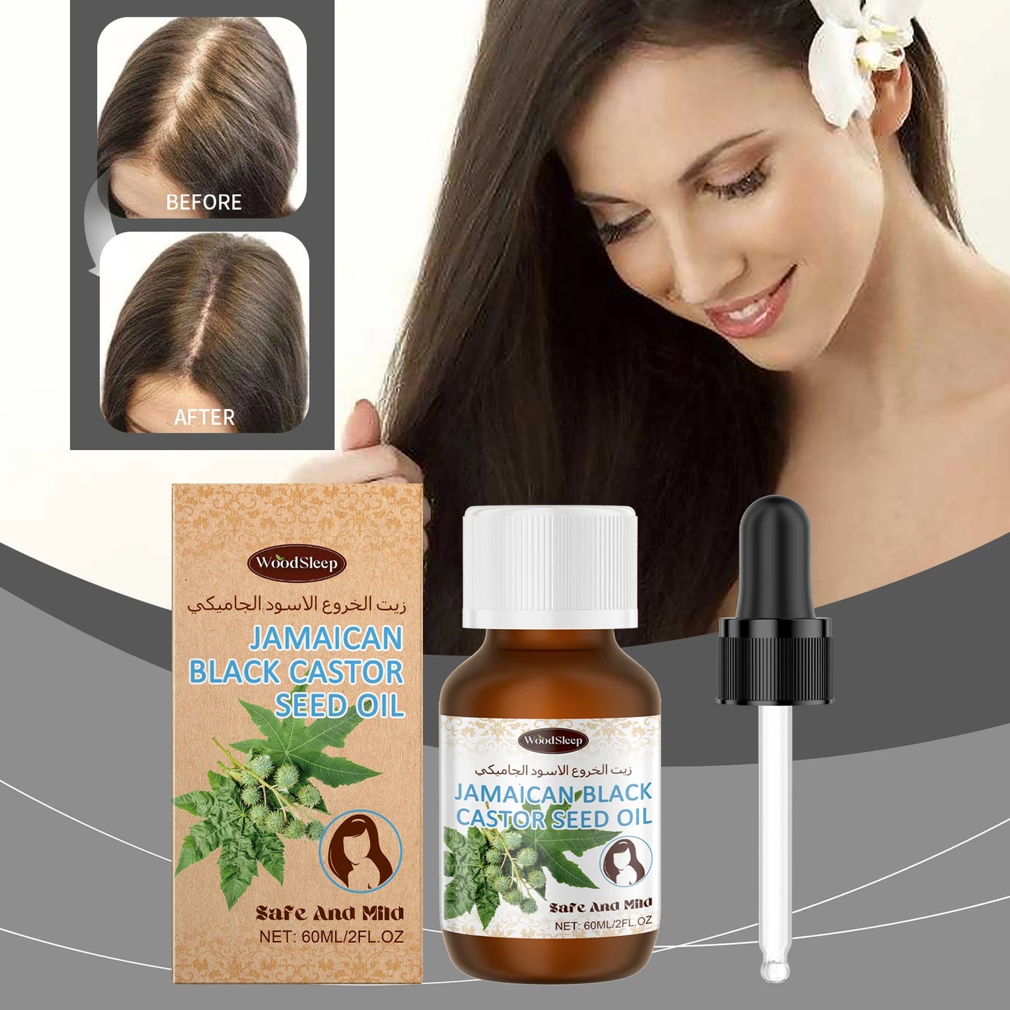 Black Castor Oil Hair Care Essential Scalp Hair Treatment Repairing Damaged Dry Scalp Strengthen Hair Roots Hair Care Oil