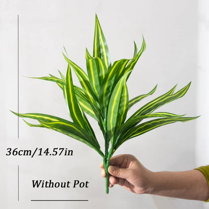 36cm Artificial Aloe Vera Leaf Plastic Agave Fake Chlorophytum Comosum Outdoor Plant Wall Grass For Home Garden Festival Decor