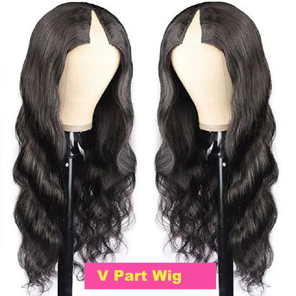 U V Part Wig Human Hair 100% Remy Raw Human Hair 32 34 Inch 250% No Glue  Brazilian Loose Wavy V Part Human Hair Wigs for Women