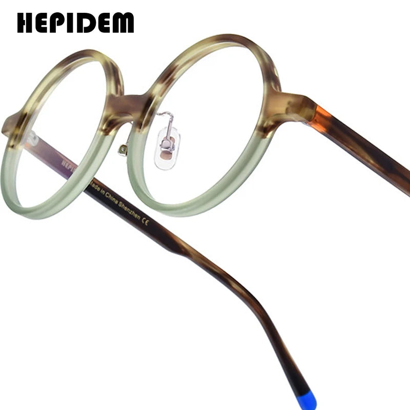 HEPIDEM Acetate Glasses Men Brand Designer Round Women Nerd Eyeglasses Frame Japanese Handmade Spectacles Vintage Eyewear 9191