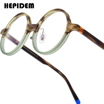 HEPIDEM Acetate Glasses Men Brand Designer Round Women Nerd Eyeglasses Frame Japanese Handmade Spectacles Vintage Eyewear 9191