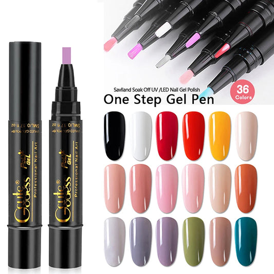 1 Pcs Pure Color Gel Nail Polish Pen For Nails Art Gel Semi Permanent Base Top Coat UV Gel Varnish Hybrid Neon Nail Polish