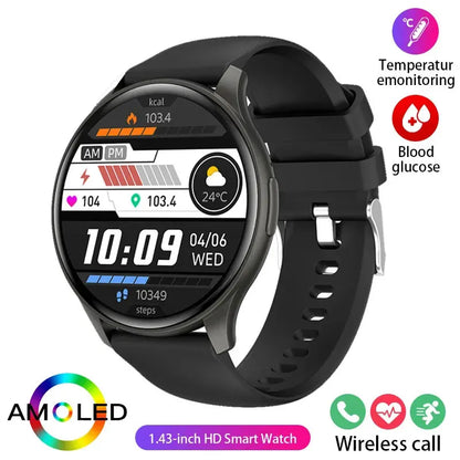 2025New Smartwatch Women 466*466 AMOLED 1.43" HD Screen Blood Pressure Monitor Bluetooth Call IP68 Waterproof Sports Smart Watch