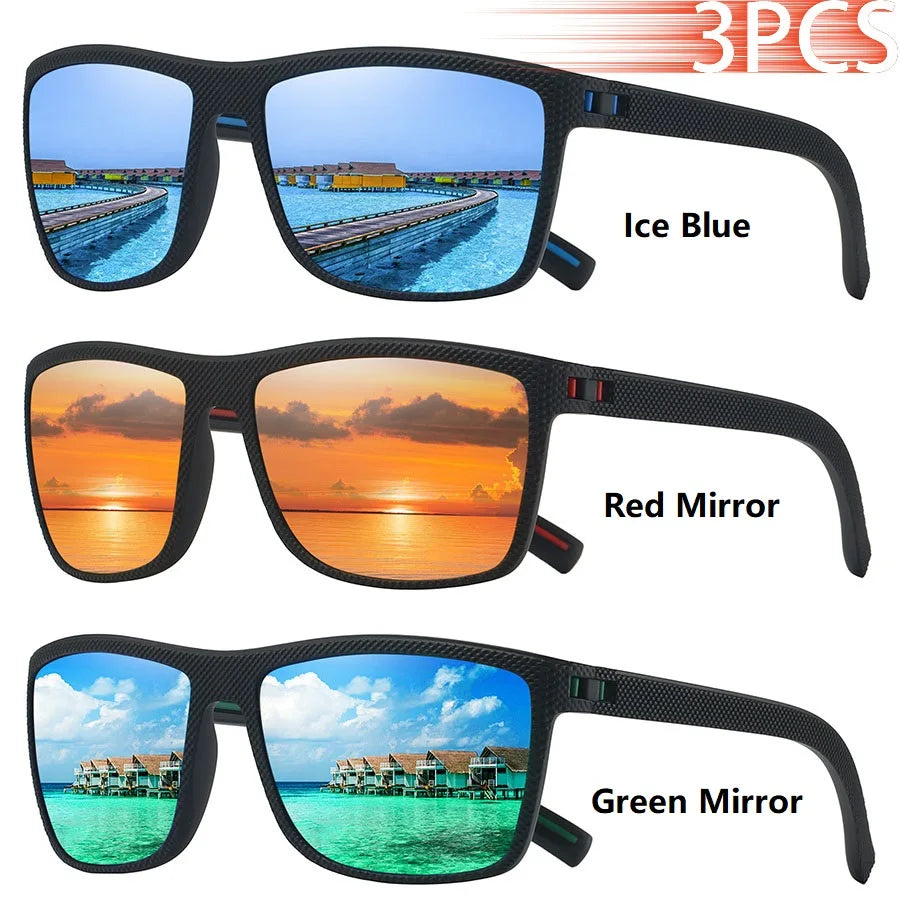 3 PCS Fashion Vintage Check Pattern Sunglasses Men Women Fishing Driving Man Luxury Brand Designer Sun Glasses UV400 Eyewear