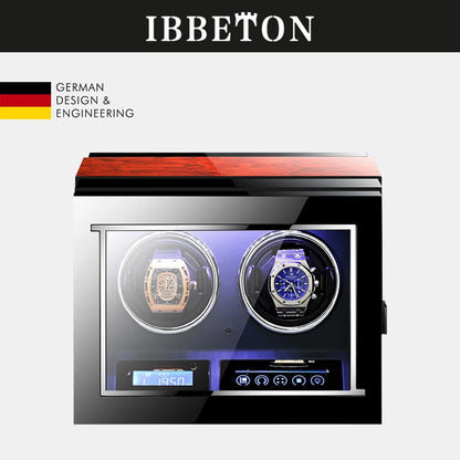 IBBETON High Quality Watch Winder for 2 4 6 9 Slot Automatic Watches with Mabuchi Motor LCD Touch Screen Wooden Watch Safe Box