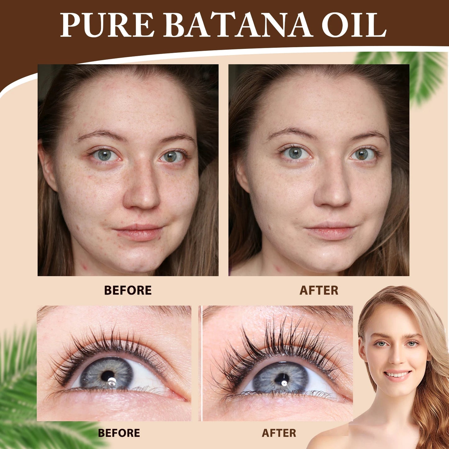 Pure Natural Batana Oil for Hair Growth, Eyelashes & Skin Care - 240ml Cold-Pressed Treatment for Dry Hair Repair