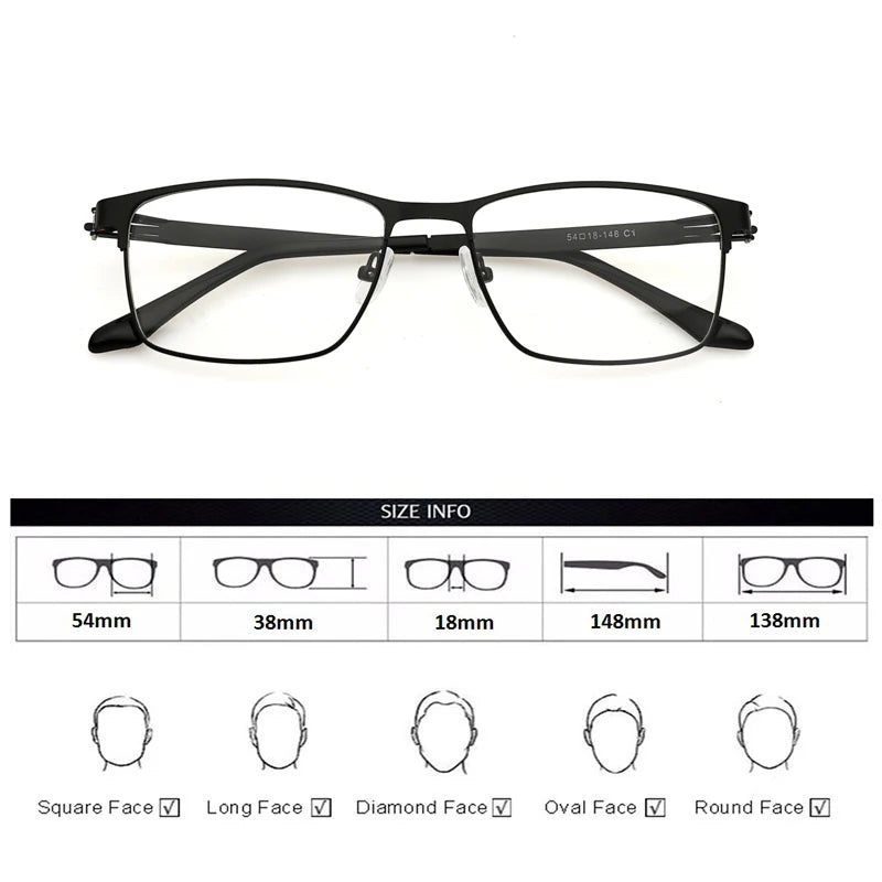 Optical Men Titanium Alloy Eyeglasses Frames for Men Eyewear Flexible Temples Legs IP Electroplating Alloy Spectacles