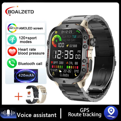 2025 New For Men Military Smart Watch Men IP68 5ATM Outdoor Sports Fitness Tracker Health Monitor 1.96" BT Call Smartwatch