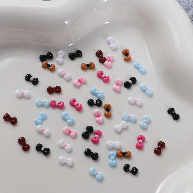 50PCS 3D Nail Art Bow Charms Supplies Kawaii Accessories Resin Parts For Manicure Decor Nails Decoration Design Material Tool