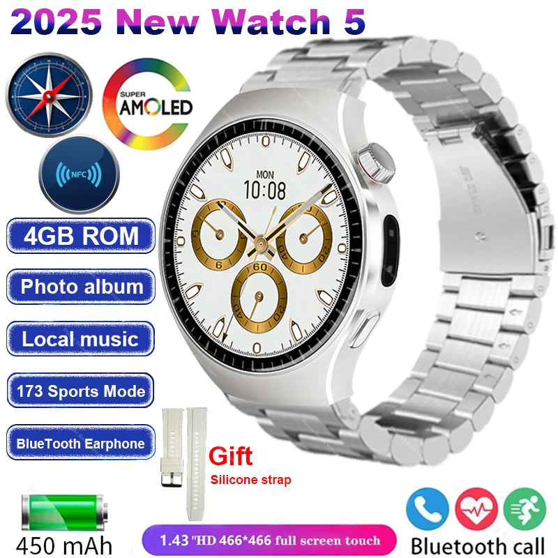 Original For Huawei Watch 5 Smartwatch 2025 Sensor Window AMOLED 4G ROM NFC Compass Clock Bluetooth Call Smart Watch Men Women