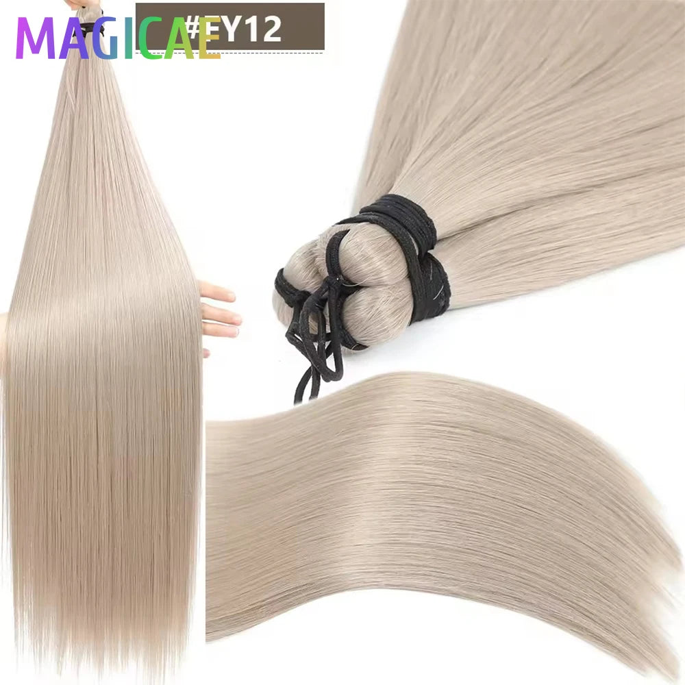28 Inches 3PCS Ariel Straight Crochet Braids White Silver Gray 56A# Ombre Brown Braiding Bundles High Temperature Synthetic Hair